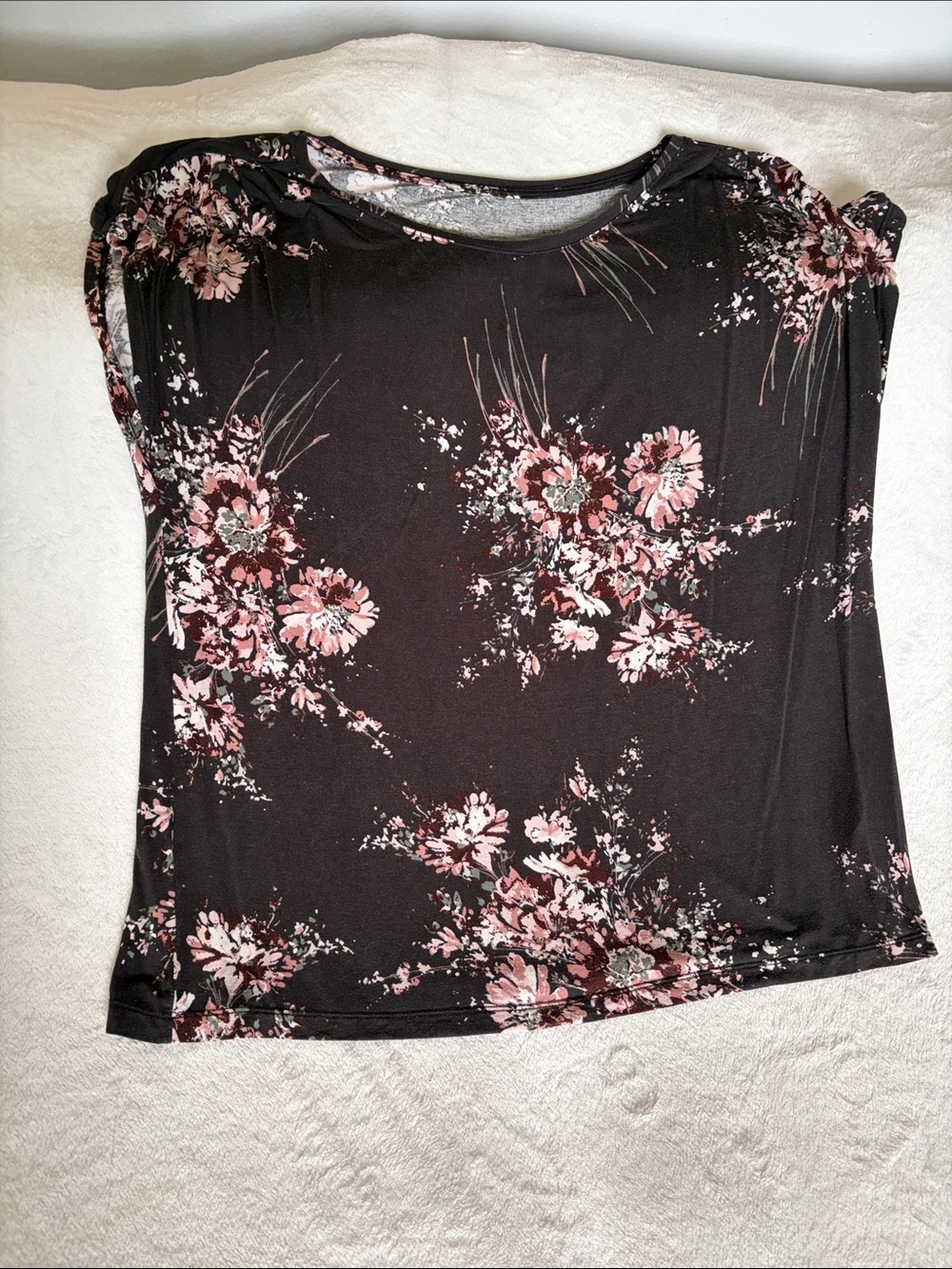 Maurices Black Short-Sleeve Tee with Pink Floral Print